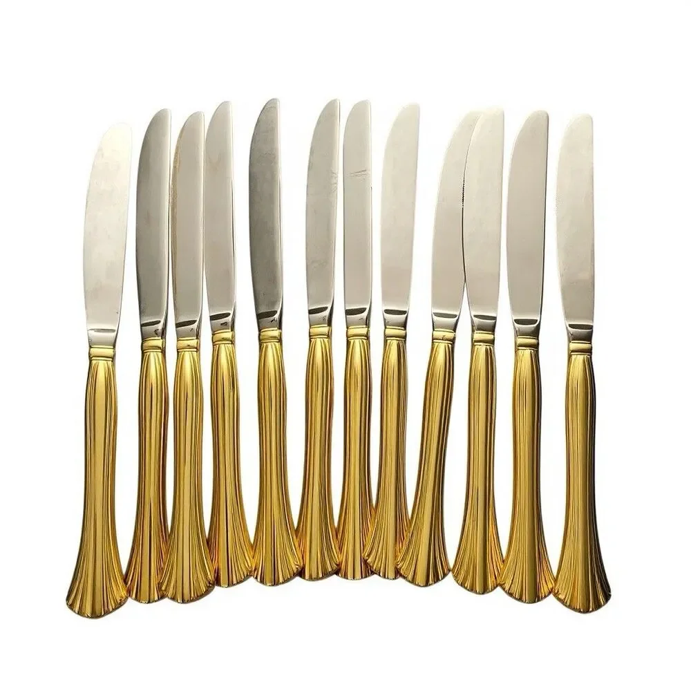 Cambridge Stainless Steel Gold Tracy Twelve Dinner Knives 12 New Set